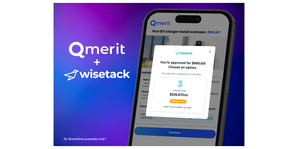 Qmerit, Wisetack Enter Partnership to Give EV Buyers Greater Flexibility in Financing Home Charging