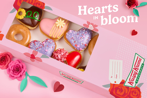 Four heart-shaped doughnuts in special flower bouquet box are perfect for sharing love with those special in your life! (Photo: Business Wire)