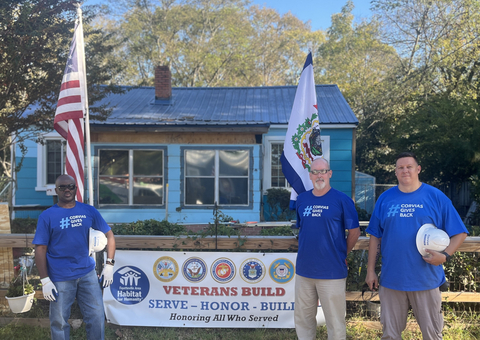 original Corvias team members volunteer to renovate a home for a veteran outside of Fort Liberty, NC (Photo: Business Wire)