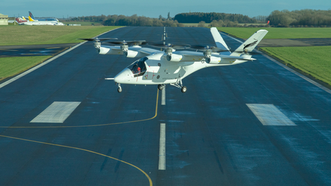 The full scale VX4 prototype performs piloted flight tests at Vertical's Flight Test Centre. (Photo: Business Wire)