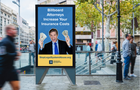 original Triple-I's Georgia legal system abuse consumer awareness campaign includes digital displays at bus stops and other locations across Metro Atlanta. (Photo: Business Wire)