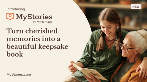 Introducing MyStories by MyHeritage. Turn cherished memories into 	     
	     <img src=