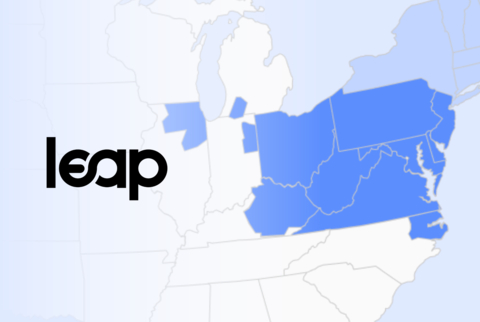 Leap has entered the PJM Interconnection LLC (PJM), the largest wholesale electricity market in the United States. (Graphic: Business Wire)