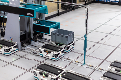 The Exchanger within the Next Generation Skypod system is the key element for replenishment, serving as the entry point for all inventory and ready-to-pack custom boxes in the system. (Photo: Business Wire)