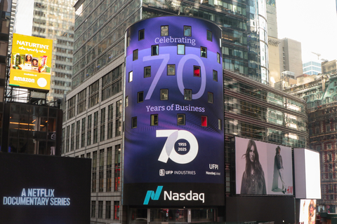 Nasdaq celebrated UFP Industries' 70th anniversary at its headquarters in New York City on February 7, 2025. (Photo: Business Wire)