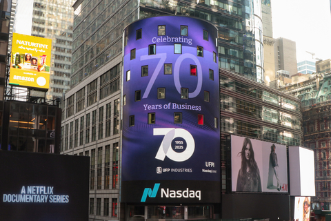 original Nasdaq celebrated UFP Industries' 70th anniversary at its headquarters in New York City on February 7, 2025. (Photo: Business Wire)