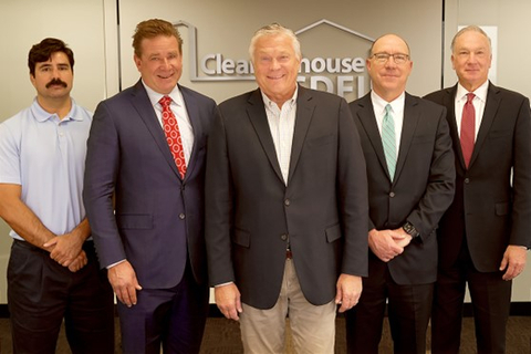 Pictured left to right: Colin Wegener, CFO of Clearinghouse CDFI; W. Henry Walker, CEO of F&M Bank; Douglas J. Bystry, President and CEO of Clearinghouse CDFI; Kevin M. Tiber, President of F&M Bank; Jeff R. Spinelli-Faris, Senior Vice President and Regional Manager of F&M Bank (Photo: Business Wire)