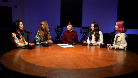 YouTube content creators Rosanna Pansino (left), GloZell (second from left), Symonne Harrison (second from right), and zoeunlimited (right) discuss loneliness with JED's Chief Medical Officer Dr. Laura Erickson-Schroth (center) for episode 2 of "Mind Matters: Creators Open Up About Mental Health." (Photo: Business Wire)