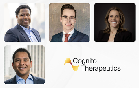 Top left to right: Steve Worthy, Chief Business & Financial Officer, Dr. Robbert Zusterzeel, Chief Clinical & Regulatory Officer, Deanna Angello, Chief Commercial Officer. Bottom row: Pritesh Shah, Pharm.D., Chief Strategy Officer. Image credit: Cognito Therapeutics