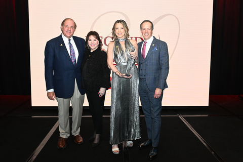 original ESPN anchor, award-winning journalist, producer and director Hannah Storm received the 2025 Pat Summerall Award at the 20th anniversary of Legends for Charity® dinner in New Orleans during Super Bowl LIX week. Chris Berman, NFL Studio host and anchor of SportsCenter on ESPN, Cheri Summerall, wife of the late Pat Summerall and Dan Hicks, NBC Sports broadcaster celebrate with Storm Feb. 6, 2025. The 2025 Legends for Charity dinner raised an incredible $1.1 million to benefit the lifesaving mission of St. Jude Children’s Research Hospital®: Finding cures. Saving children.® (Photo: Business Wire)