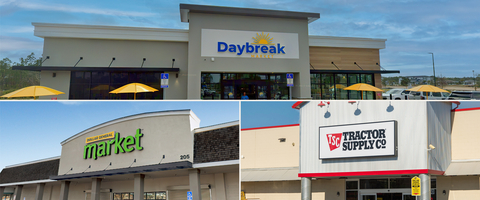 Daybreak Market & Fuel, Tractor Supply, and Dollar General Market tenants occupying the three net-leased properties in ExchangeRight’s fully subscribed All-Cash 6 DST. (Photo: ExchangeRight)