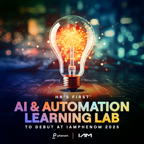 Phenom will unveil the industry’s first-ever AI & Automation Learning Lab: a 13-station interactive experience featuring AI solutions supporting over 70 HR use cases across job roles and industries at IAMPHENOM 2025, hosted at Philadelphia’s Pennsylvania Convention Center, March 11-13. (Graphic: Business Wire)