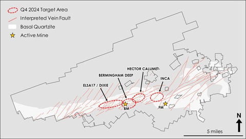 original Figure 1: District geology with fourth quarter 2024 drill target locations. (Graphic: Business Wire)