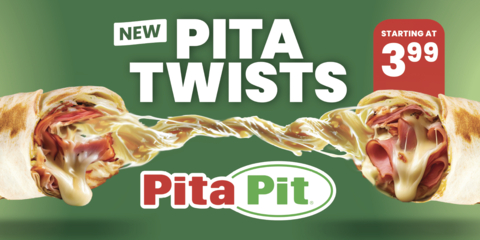 Pita Pit launches its newest product, Pita Twists. These snack-sized pitas are only $3.99 and available for a limited time at all locations across Canada. (Photo: Business Wire)