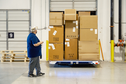 An operator uses a Slip Robotics SlipBot to load furniture for Four Hands in Austin, Texas. (Photo: Business Wire)