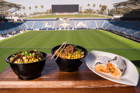 LA Galaxy fans can now enjoy signature noodle dishes and innovative menu items created by new partner Nongshim at new concessions stands at Dignity Health Sports Park (Photo: Business Wire)