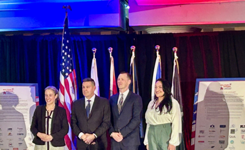 FedPoint, a federal benefits administrator and marketplace operator, announces it has joined the Military Spouse Employment Partnership Program (MSEP), which is overseen by the US Department of Defense. Pictured at the recent MSEP induction ceremony are (from left) Ms. Lee Kelley, Principal Director, Military Community & Family Policy; Mr. Timothy Dill, Assistant Secretary of Defense for Manpower and Reserve Affairs; Mr. Jeffrey Enger, Principal Deputy, Manpower and Reserve Affairs; and FedPoint’s Talent Acquisition Specialist Jocelyn Allen. (Photo: Business Wire)