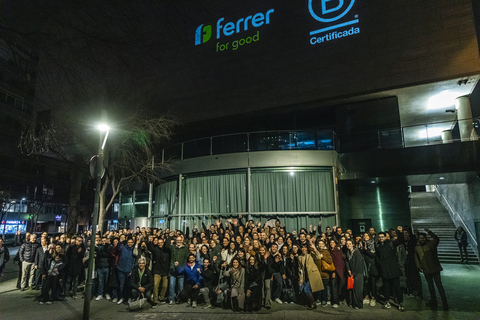 Ferrer team celebrating becoming the pharmaceutical company with the highest B Corp score (Photo: Business Wire)