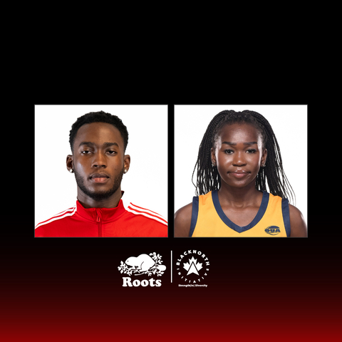 Tamarri Lindo (York University - Men’s Track & Field) and Vobia Kalome (Queen’s University - Women’s Basketball) selected as the Athletes on Track bursary recipients. (Graphic: Business Wire)