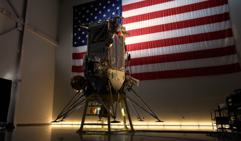 The SpaceX Falcon 9 Intuitive Machines lander on IM-2 carrying the Valkyrie knowledge graph to the moon. (Photo: Business Wire)