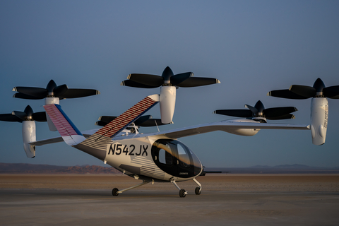 Joby delivered a second electric air taxi to Edwards Air Force Base during the quarter, pictured here. Joby Aviation photo