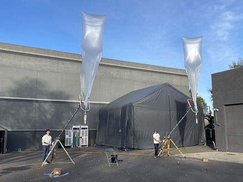 WindBorne launches their autonomous circumnavigating weather balloons from their Palo Alto headquarters. (Photo: Business Wire)