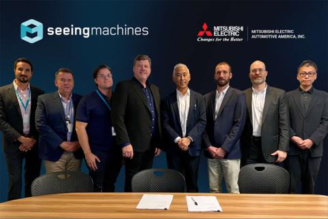 Mitsubishi Electric Automotive America, Inc. (MEAA) and Seeing Machines Limited representatives. MEAA has signed a Referral Agreement with Seeing Machines Limited to promote Seeing Machines’ Guardian Generation 3 driver monitoring solution across the Americas. (Photo: Business Wire)