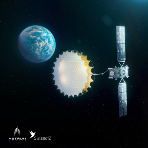 An illustration of SWISSto12’s agile HummingSat satellite, which enables a multitude of missions, including L-band direct to device communications from GEO. (Photo: Business Wire)