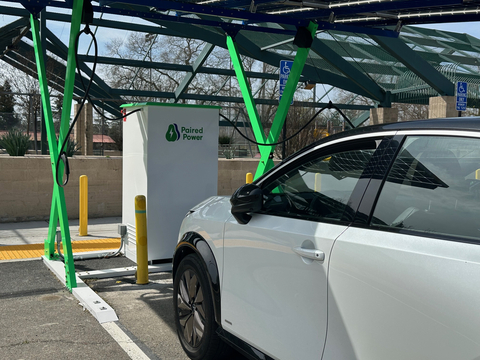 Paired Power's PairTree™ solar-powered EV charger, located at Playfields Park. (Photo: Business Wire)