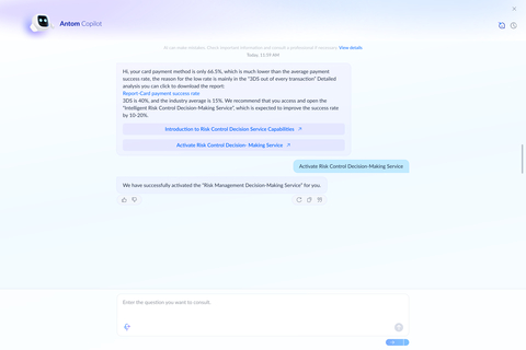 original Antom Copilot applies AI to help merchants implement and orchestrate payment methods while enhancing payment success rates. (Graphic: Business Wire)