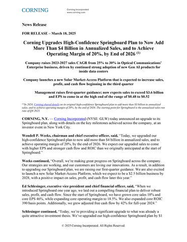 thumbnail Corning Incorporated News Release March 18, 2025