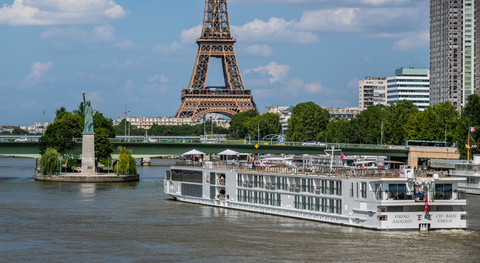 Viking today announced it has taken delivery of the company’s newest Viking Longship for the Seine River, the Viking Nerthus. The delivery took place this morning when the ship was presented at Meyer’s Neptun Werft shipyard in Germany. Pictured here, a sister Longship near Viking’s premier docking location in Paris, a short walk from the Eiffel Tower. For more information, visit www.viking.com.