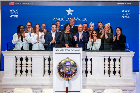 American Water Chief Executive Officer M. Susan Hardwick, alongside members of the American Water leadership team, rang The Opening Bell® on Friday, March 21, 2025, in celebration of World Water Day.