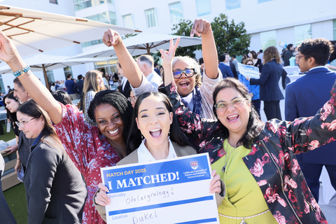 Graduating MD students from California University of Science and Medicine celebrate Match Day at the CUSM campus on Friday, March 21, 2025. Photo Credit: Grant Terzkis