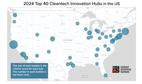 original Map highlighting the newly announced 2024 Cleantech Innovation Hubs across the United States.