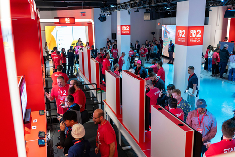 thumbnail In this photo provided by Nintendo of America, guests enjoy playing the Mario Kart World game on the Nintendo Switch 2 system at the Nintendo Switch 2 Experience event in New York on Apr. 4, 2025. With new ways to play and new ways to connect players, the Nintendo Switch 2 system arrives June 5.
