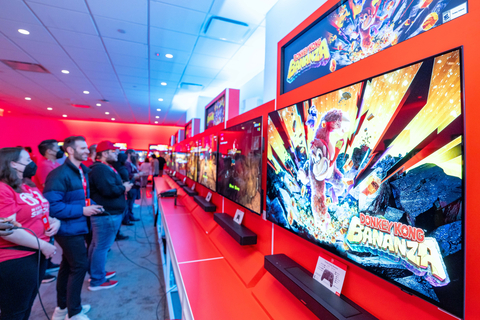 thumbnail In this photo provided by Nintendo of America, guests enjoy playing the Donkey Kong Bananza game on the Nintendo Switch 2 system at the Nintendo Switch 2 Experience event in New York on Apr. 4, 2025. With new ways to play and new ways to connect players, the Nintendo Switch 2 system arrives June 5.