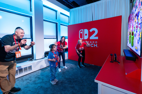 thumbnail In this photo provided by Nintendo of America, guests enjoy playing the Super Mario Party Jamboree – Nintendo Switch 2 Edition + Jamboree TV game on the Nintendo Switch 2 system at the Nintendo Switch 2 Experience event in New York on Apr. 4, 2025. With new ways to play and new ways to connect players, the Nintendo Switch 2 system arrives June 5.