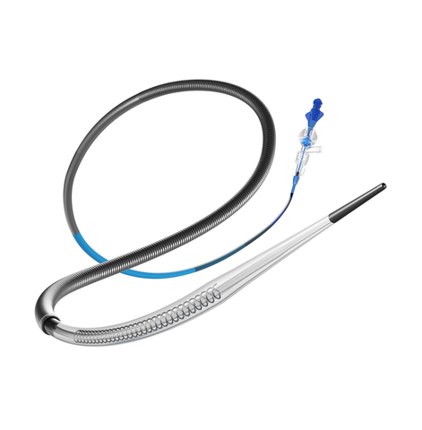 original Zipline Access Catheter (with coil) delivering the Millipede 088 catheter.