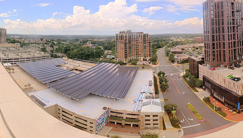 original BXP’s Reston Town Center parking garage now features a sleek solar installation by Ameresco