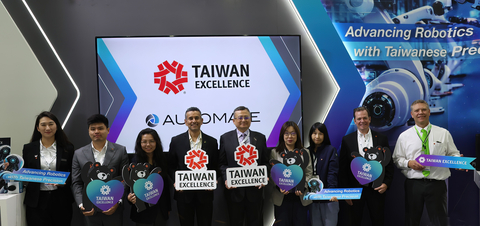 original Presenters and special guests at Taiwan Excellence Product Launch at AUTOMATE 2025, from left to right, Francine Chu, TECHMAN ROBOT; Otis Siah, SYNTEC Group; Effie Huang, Taiwan Trade Center, Chicago; Pavan Muzumdar, Automation Alley; Dennis Yen-Feng Lei and Mingya Lin of Taipei Economic and Cultural Office in Chicago; Nephel Lo, Touché Solutions; Doug Kiernan, TOYO ROBOT; and Andy Grossmeier; HIWIN. (Logo and images courtesy of Taiwan Excellence)