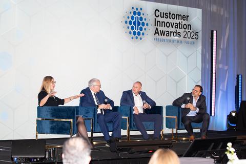 thumbnail During H.B. Fuller's Customer Innovation Awards, Dean Ruark from MITER Brands joined representatives from the two additional award-winning companies in a panel discussion moderated by CEO Celeste Mastin.