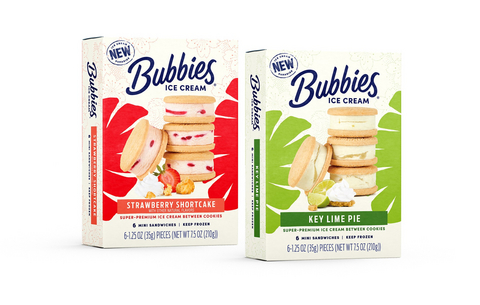 original Bubbies Ice Cream Strawberry Shortcake and Key Lime Pie Mini Ice Cream Cookie Sandwiches