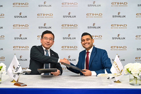 thumbnail The agreement was signed by STARLUX Airlines Chief Strategy Officer Simon Liu and Etihad Airways Chief Revenue and Commercial Officer Arik De.