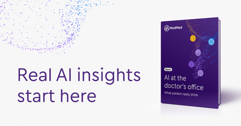 original Banner image of the "AI at the doctor's office" report with copy stating, "Real AI insights start here"