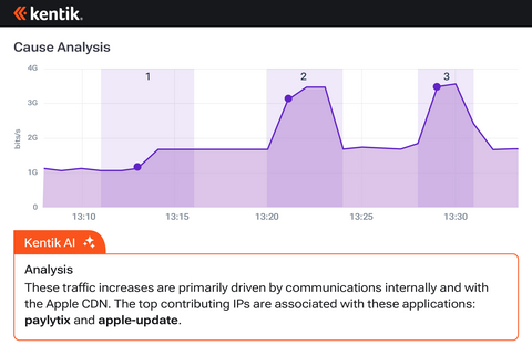 original Cause Analysis is a new AI-powered capability that automatically identifies and explains the cause of network traffic issues and anomalies.