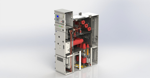 original Cutaway rendering of JST Power Equipment's J20N dry-air gas-insulated switchgear.
