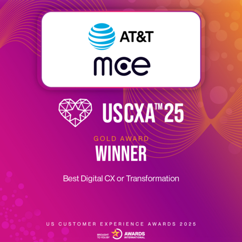 original MCE and AT&T win USCXA's Gold Award for "Best Digital CX or Transformation"