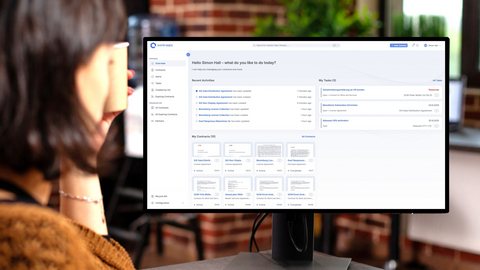 original Blick ins Contraqto-Dashboard: Die zentrale Benutzeroberfläche bietet einen klaren Überblick über aktuelle Aktivitäten, Verträge, Aufgaben und Fristen – intuitiv, übersichtlich und in Echtzeit.
