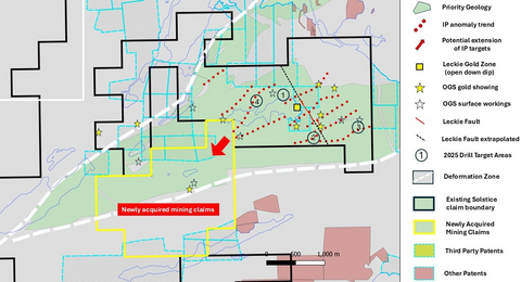 original Solstice’s Core Strathy Claim Block showing newly acquired mining claims